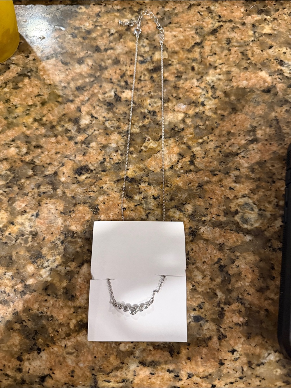 Time and Tru Silver-Tone Curved CZ Pendant Necklace